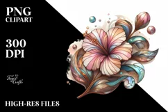 Wooden Stained Hibiscus Watercolor Splash | Sublimation | Product Image 3