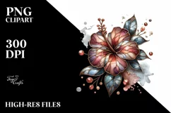 Wooden Stained Hibiscus Watercolor Splash | Sublimation | Product Image 1