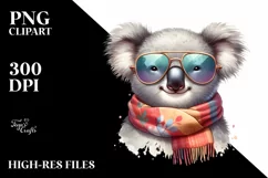 Funny Koala Smiling with Scarf and Sunglasses | Clipart Product Image 3