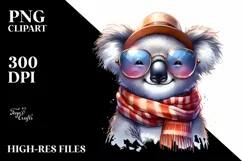 Funny Koala Smiling with Scarf and Sunglasses | Clipart Product Image 1
