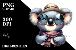 Funny Koala Smiling with Scarf and Sunglasses | Clipart Product Image 3