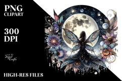 Gothic Fairy on the Moon PNG Product Image 2