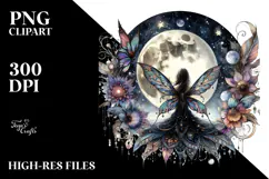 Gothic Fairy on the Moon PNG Product Image 2