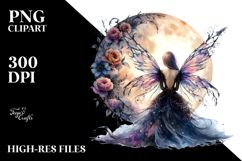 Gothic Fairy on the Moon PNG Product Image 2