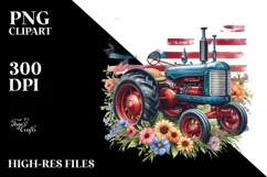 Vibrant Tractor with Flowers | Sublimation Clipart Product Image 3