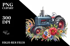 Vibrant Tractor with Flowers | Sublimation Clipart Product Image 1