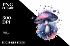Shiny Mushroom Watercolor Splash PNG Product Image 1