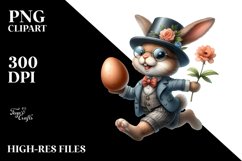 Running Bunny with Egg PNG Product Image 2