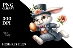 Running Bunny with Egg PNG Product Image 2