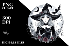Simple Witch with Cat, PNG Product Image 2