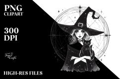 Simple Witch with Cat, PNG Product Image 2