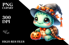 Cute Baby Turtle in Halloween Costume PNG Product Image 2