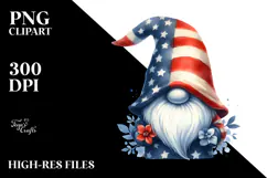 Washed Watercolor Patriotic Gnome USA Colors Product Image 2