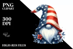 Washed Watercolor Patriotic Gnome USA Colors Product Image 1