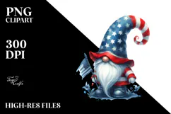 Washed Watercolor Patriotic Gnome USA Colors Product Image 2