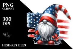 Washed Watercolor Patriotic Gnome USA Colors Product Image 2