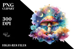 Magical Mushroom Watercolor Sticker | Sublimation | Clipart Product Image 2