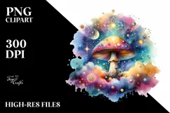 Magical Mushroom Watercolor Sticker | Sublimation | Clipart Product Image 1