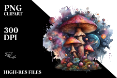 Mystical Celestial Mushroom Watercolor PNG Product Image 2