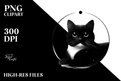 Simple Black Cat Digital Painting, Transparent PNG Product Image 2
