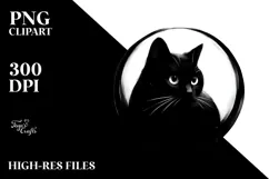 Black Cat Digital Painting PNG Product Image 2
