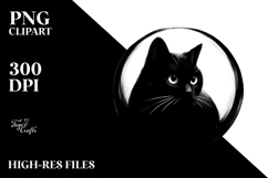 Black Cat Digital Painting PNG Product Image 2