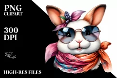 Funny Bunny Portrait with Silk Scarf and Sunglasses | Product Image 3