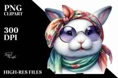 Funny Bunny Portrait with Silk Scarf and Sunglasses | Product Image 3