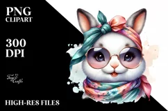 Funny Bunny Portrait with Silk Scarf and Sunglasses | Product Image 1