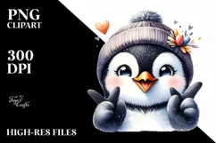 Funny Penguin Smiling with Love Sign | Clipart Product Image 1
