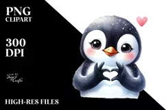 Funny Penguin Smiling with Love Sign | Clipart Product Image 1