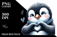 Funny Penguin Smiling with Love Sign | Clipart Product Image 1