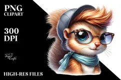 Energetic Baby Squirrel with Cool Hair, PNG Product Image 2