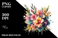 Colorfull Bouquet Gladiolus | Sublimation | Clipart Product Image 1