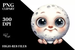Funny Baby Face Expressive Moon PNG Product Image 3