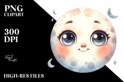 Funny Baby Face Expressive Moon PNG Product Image 1