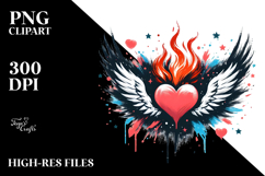 Paintbrush Style Heart with Wings PNG Product Image 2