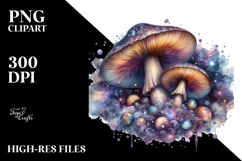 Detailed Mystical Celestial Mushroom PNG Product Image 1