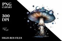 Detailed Mystical Celestial Mushroom PNG Product Image 1
