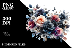 Washed Black Roses, PNG Product Image 2