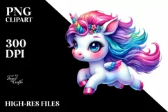 Vibrant Baby Unicorn Clipart Product Image 3