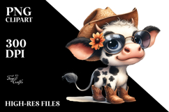 Watercolor Baby Cow Goofy Smile | Sublimation | Clipart Product Image 2