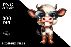 Watercolor Baby Cow Goofy Smile | Sublimation | Clipart Product Image 2