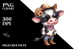 Watercolor Baby Cow Goofy Smile | Sublimation | Clipart Product Image 2