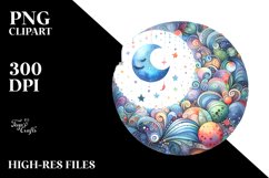 Colorfull Moon Watercolor Clipart Product Image 1