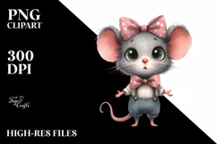 Watercolor Mouse Funny Haircut | Sublimation | Clipart Product Image 3