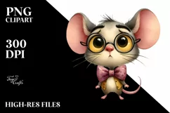 Watercolor Mouse Funny Haircut | Sublimation | Clipart Product Image 1