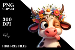 Playful Cartoon Cow PNG Product Image 2