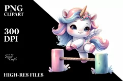 Pastel Cute Baby Unicorn | Playing Gymnastics Product Image 1