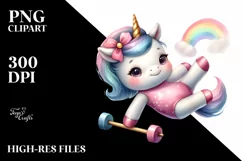Pastel Cute Baby Unicorn | Playing Gymnastics Product Image 1